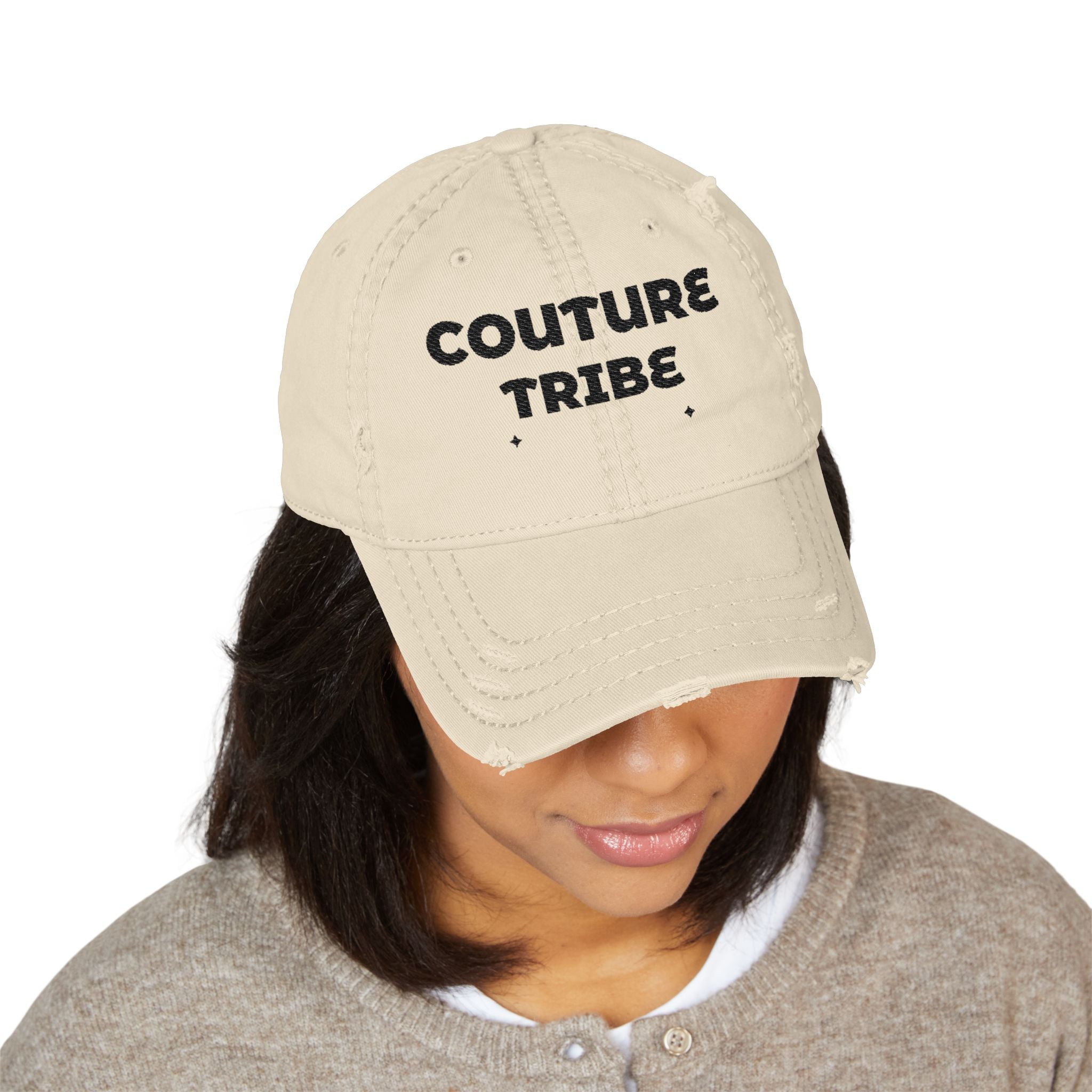Distressed 'Couture Tribe' Embroidered Dad Hat