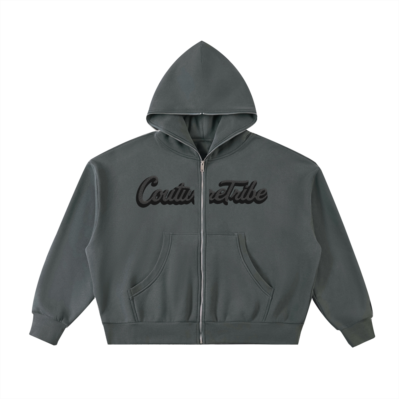 Fleeced Full-Zip Boxy Hoodie