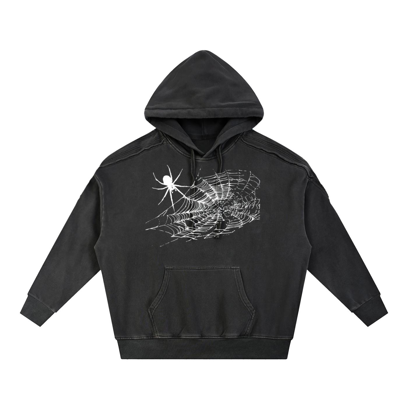 Snow Washed Tape Raw Edge Hoodie