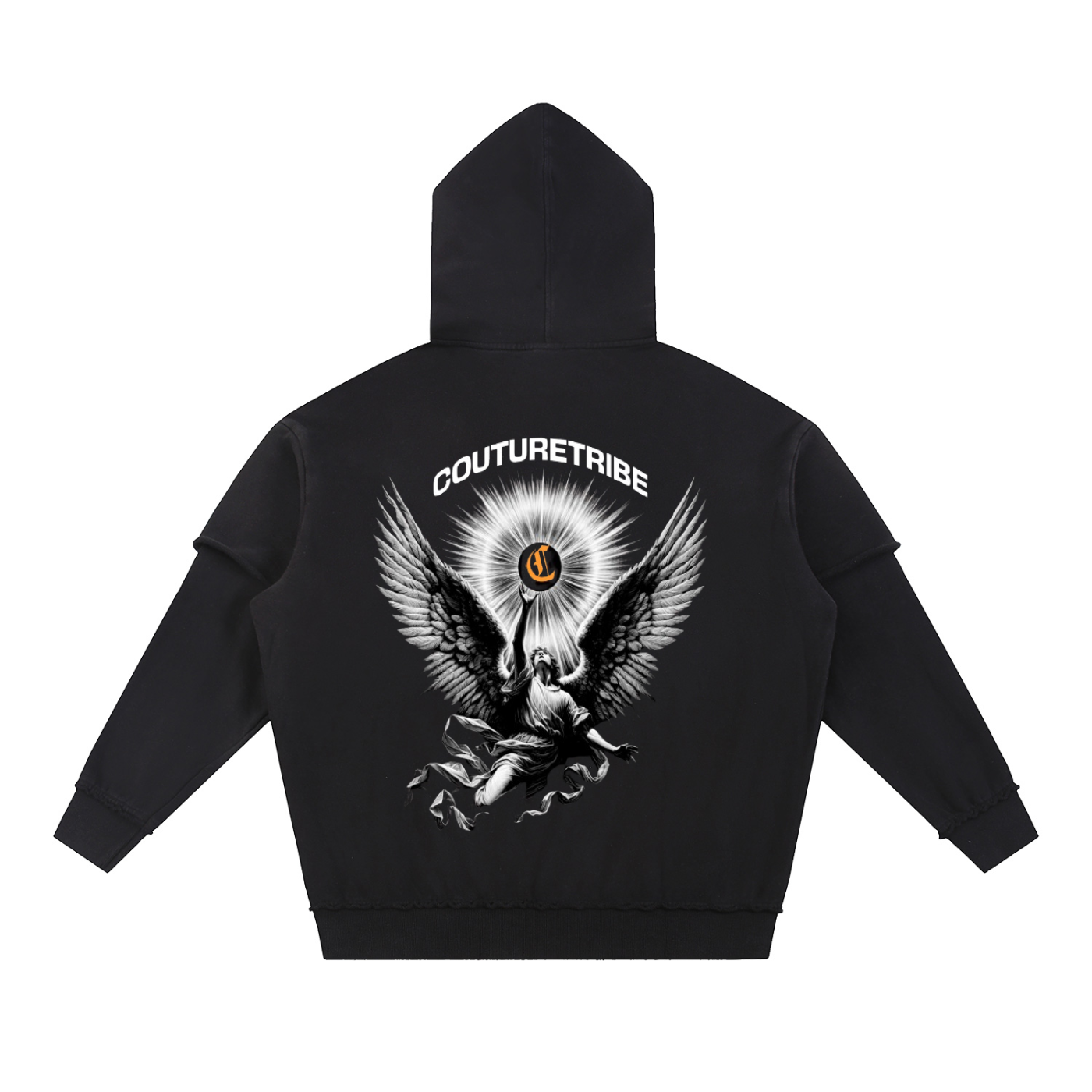 Snow Washed Raw Edge Double Layered Hoodie