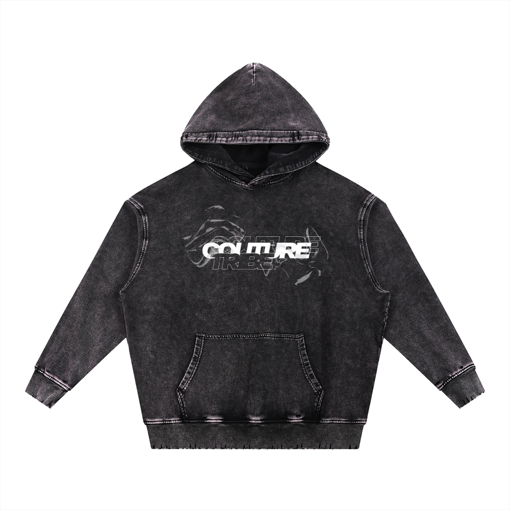 Snow Wash Hand-Frayed Heavyweight  Hoodie