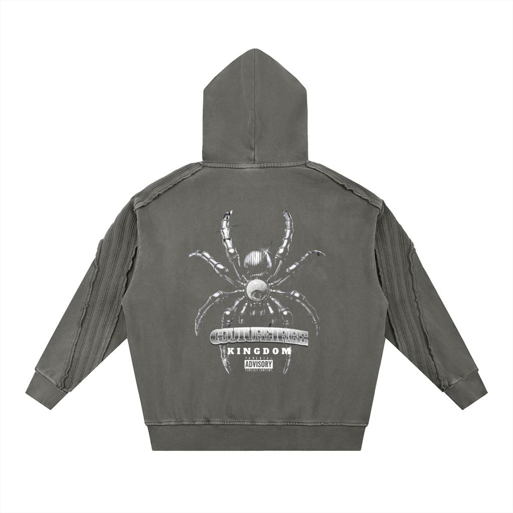 Snow Washed Tape Raw Edge Hoodie