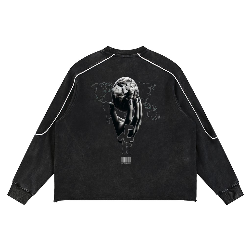 Mineral Wash Piping Raw Hem Sweatshirt