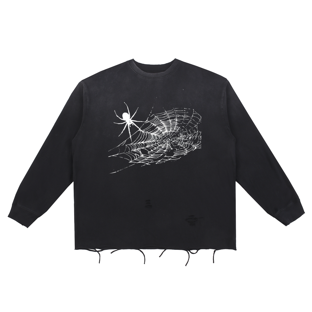 Snow Wash Raw Edge Cotton T-Shirt