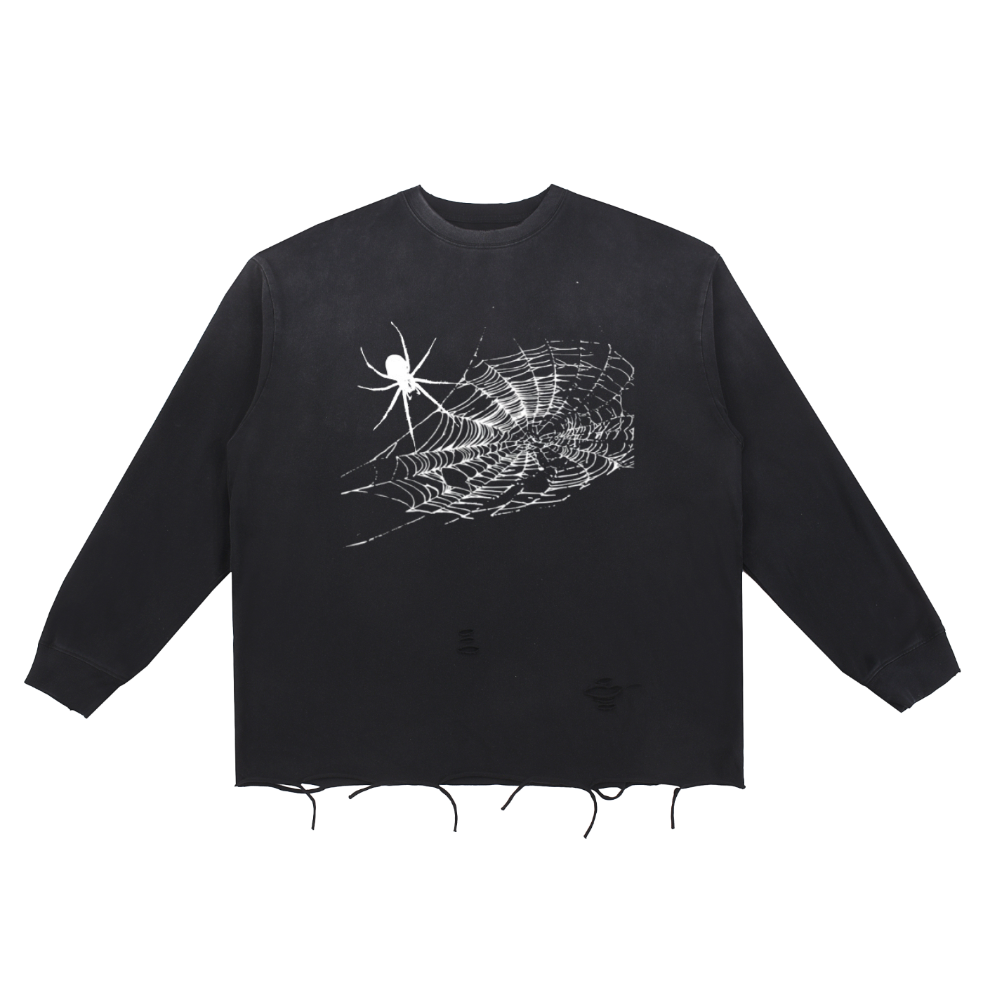 Snow Wash Raw Edge Cotton T-Shirt