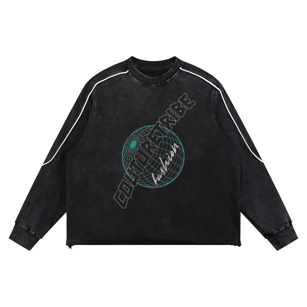 Mineral Wash Piping Raw Hem Sweatshirt
