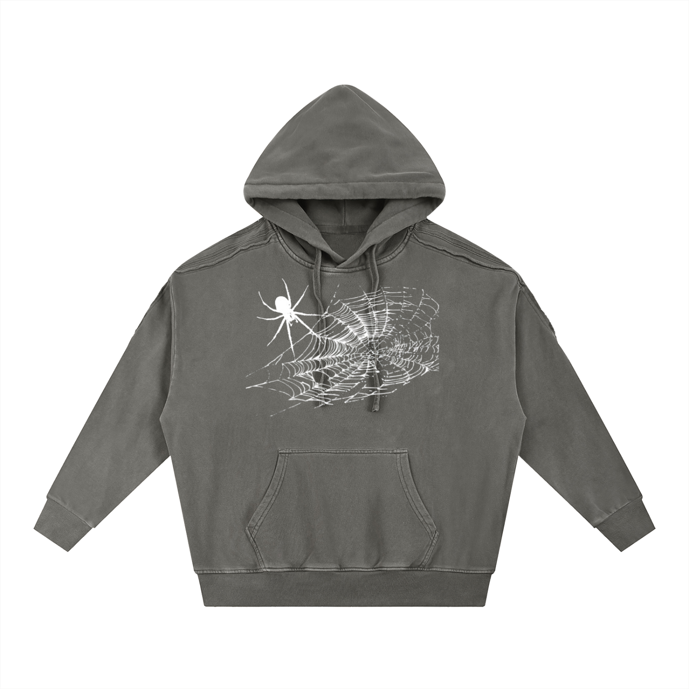 Snow Washed Tape Raw Edge Hoodie
