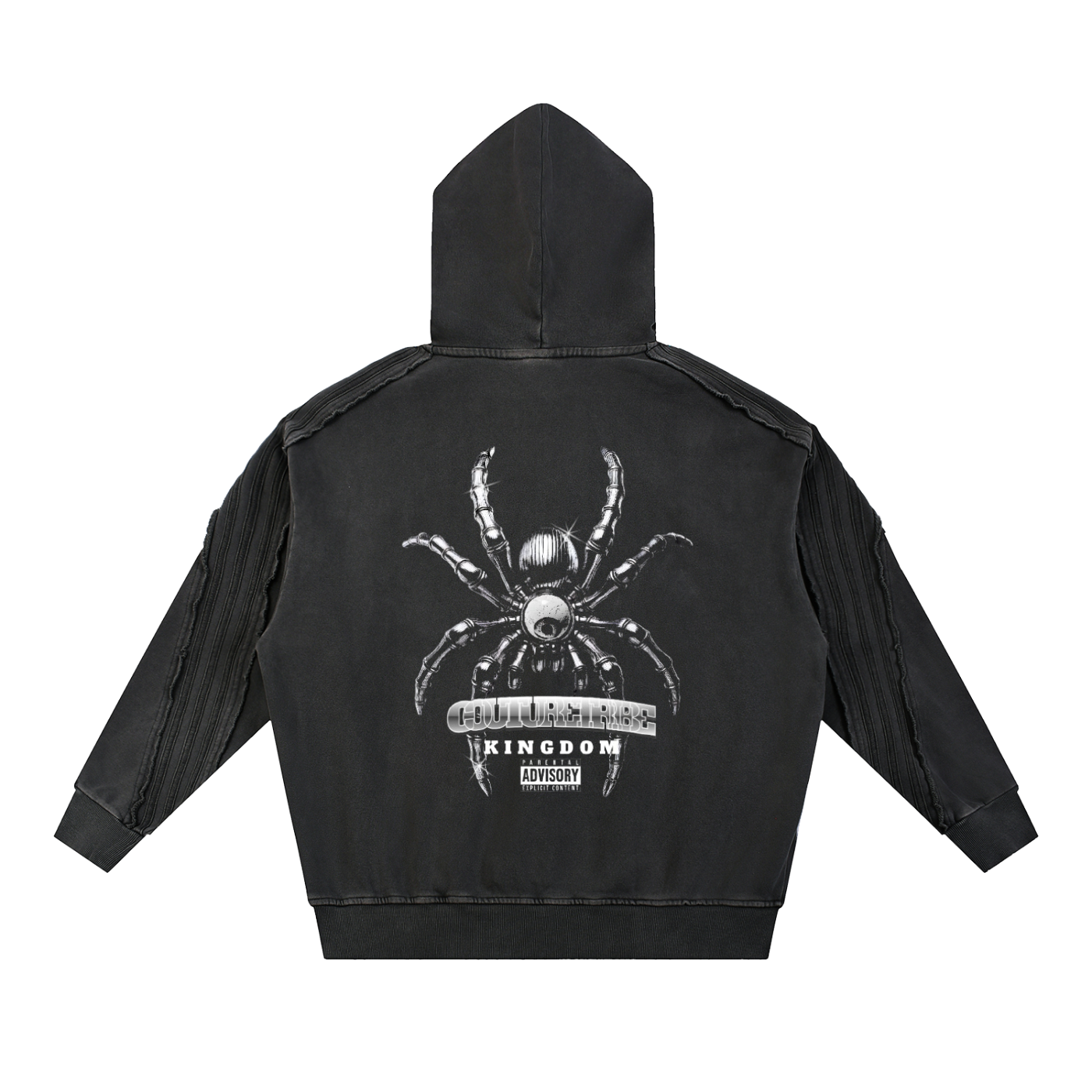 Snow Washed Tape Raw Edge Hoodie